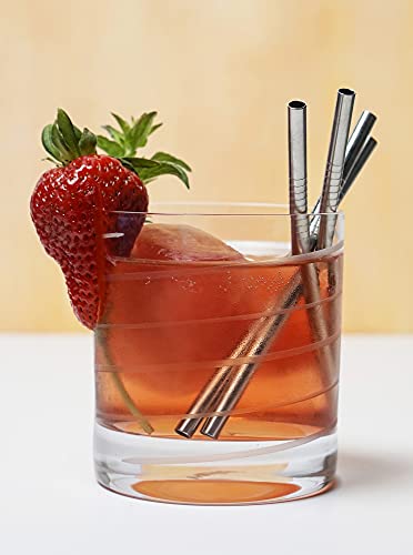 RSVP International Endurance Reusable Straws, Set of 4 - Stainless Steel, 5" | Fits Most Tumblers | Reusable | Scratch & Rust Resistance | Unbendable & Unbreakable | Dishwasher safe