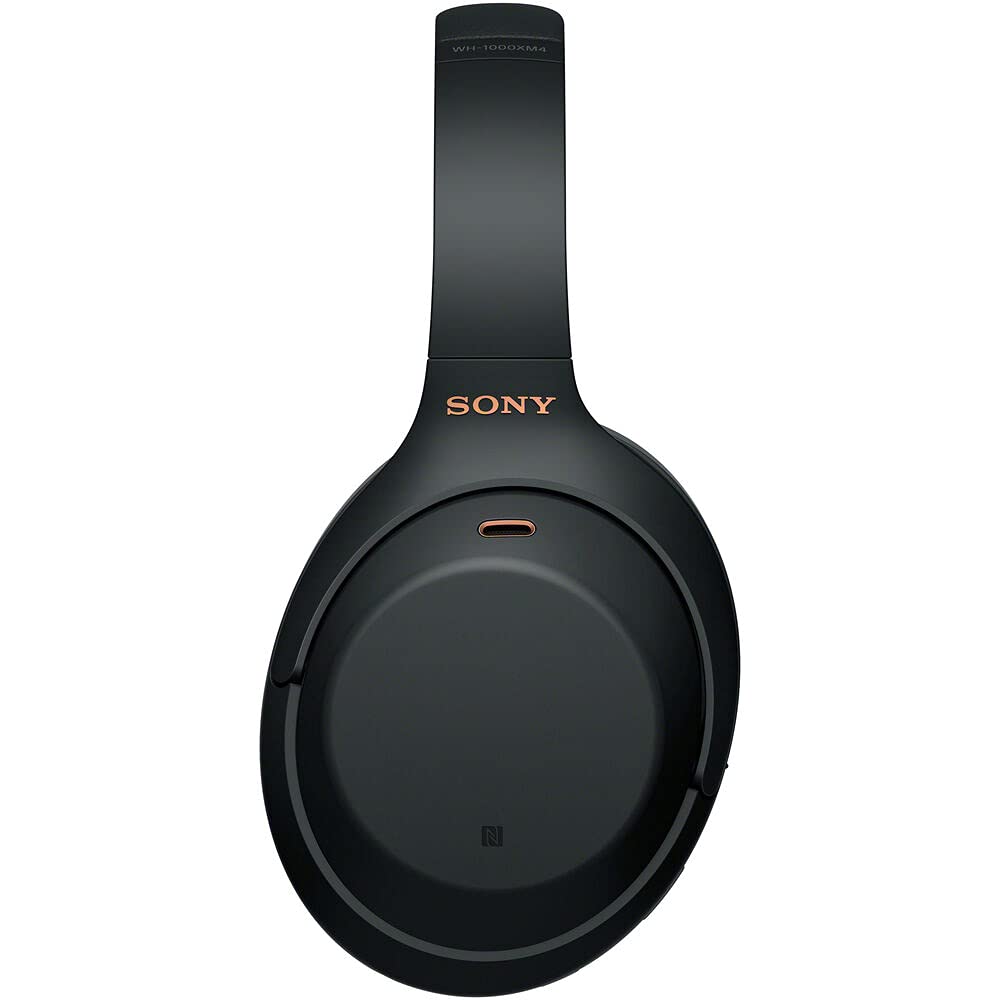 Sony WH-1000XM4 Wireless Noise-Canceling Over-Ear Headphones (Black) with Mic for Phone-Call and Voice Control (WH1000XM4/B) + Headphone Stand + USB Adapter