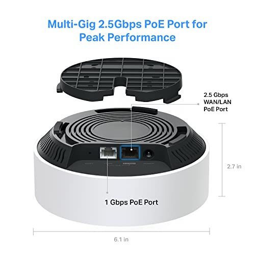 TP-Link Deco AX3000 PoE Mesh WiFi(Deco X50-PoE), Ceiling/Wall-Mountable WiFi 6 Mesh, Replacing WiFi Router, Access Point and Range Extender, PoE-Powered, 2 PoE Ports(1 x 2.5G, 1 x Gigabit), 1-Pack