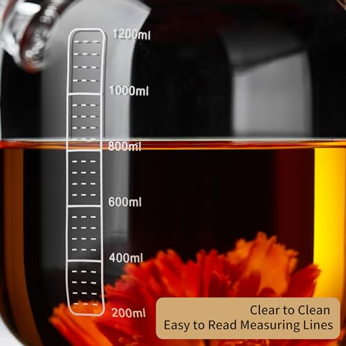 Glass Teapot with Infuser and Lid 40.6 fl oz, Stovetop Gas Safe, Thickened Heat Resistant Borosilicate Glass Tea Kettle