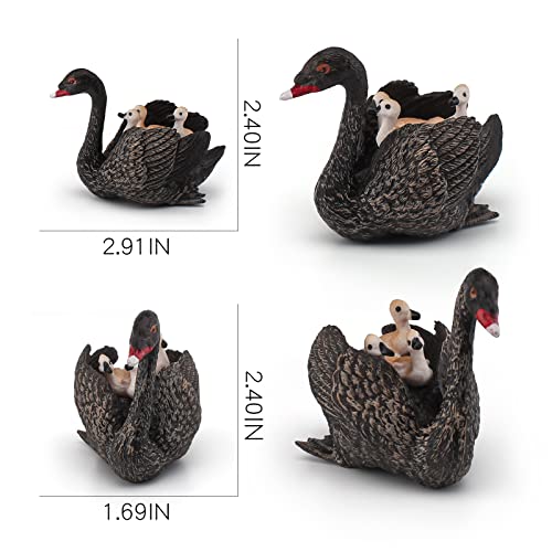 LC JoyCre Black Swan Figurine 3 Inch Big Black Goose Toy Swan Toy Animal Figure for Toddlers Preschool Animals Figures Eduactional Project Diorama Model Toy for Kids 3 4 5 6