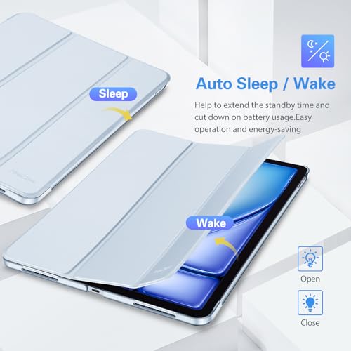 ProCase Smart Case for iPad Air 13 Inch Case 2024 M2, Slim Stand Translucent Hard Back Shell Smart Folio Cover Support Auto Wake/Sleep for iPad Air 13" 2024 Air M2 -Airblue