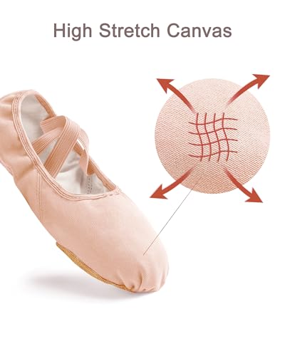 Stelle Women Ballet Shoes Highly Stretch Canvas Adult Ballet Slippers Split Sole Yoga Dance Shoe for Girls Boys(Tan,10MW)