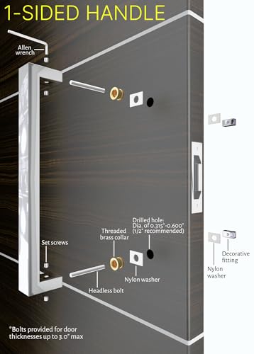 32 Inch Long Stainless Steel Door Handles Brushed Nickel Finish, Modern Door Handle Pulls for Commercial Glass Entry Doors Wooden Barn Door Home Interior Exterior Fiberglass Door, Square Rectangle Bar