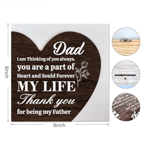 Dad Gifts, Heart Plaque Sign Decor, Heart Shaped Wooden Sign for Dad, Gift for Dad from Daughter Son, Father's Day Gift, Dad Sign Home Decor, Dad Birthday Gift, Thank You for Being My Father Sign