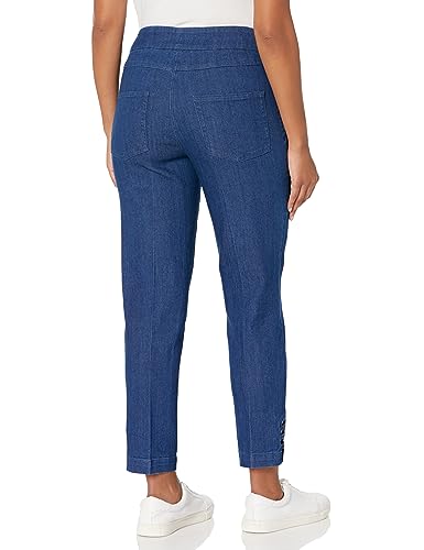 SLIM-SATION Women's Pull On 29 Four Pocket Demom Ankle Jean, Black Denim, 2