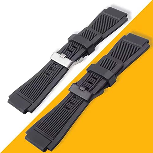 Kevisae 34mm * 24mm Rubber Silicone Watch Band Strap Compatible with Bell & Ross B&R BR-01 BR-03 92 Diver with Free Spring Bar Tool- Bell & Ross Watch Band (Black - buckle)