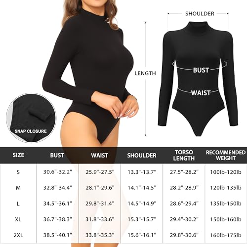 BVNSOZ Women's 4/5 Pack Turtleneck Long Sleeve Bodysuit Basic Casual Stretchy Mock Neck Bodysuit Tops for Women