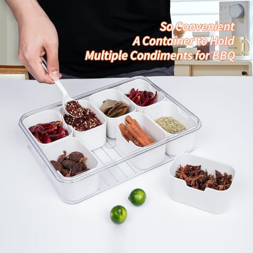 YUBYFA Divided Serving Tray with Lid and Handle,Snackle Box Charcuterie Container for Portable Snack Platters,Clear Organizer for Fruits,Candy, Nuts- Perfect for Travel&Picnic