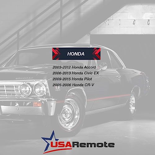 CUTTING NOT REQUIRED - Key Fob Keyless Entry Remote Shell Case & Pad fits Honda 2003-2012 Accord / 2006-2013 Civic EX / 2009-2015 Pilot /2005-2006 CR-V