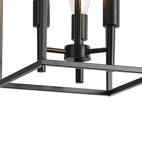 XILICON Black Classic Foyer Chandelier 3 Light Farmhouse Pendant Lighting Chandelier Light Fixtures Ceiling Hanging with Square Cage Shades Fixtures for Kitchen Dining Room Entryway