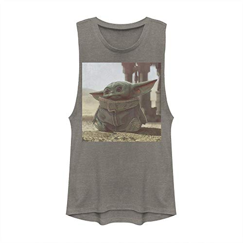 STAR WARS Junior's The Mandalorian The Child Square Frame Festival Muscle Tee - Charcoal - X Small