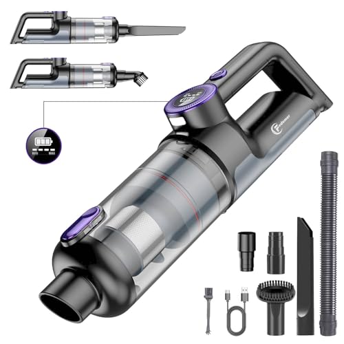 Fedemer Hand held Vacuum Cleaner, Hand Vacuum 16000PA Powerful Suction Cordless Cordless Rechargeable Vacuum, for Car Home Bedroom Office Cleaning with LED Light