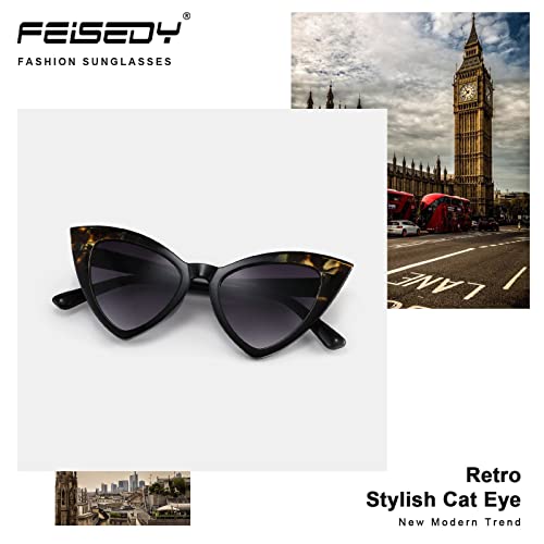 FEISEDY Retro Cat Eye Sunglasses for Women Fashion Vintage Cateye Sun Glasses B2235