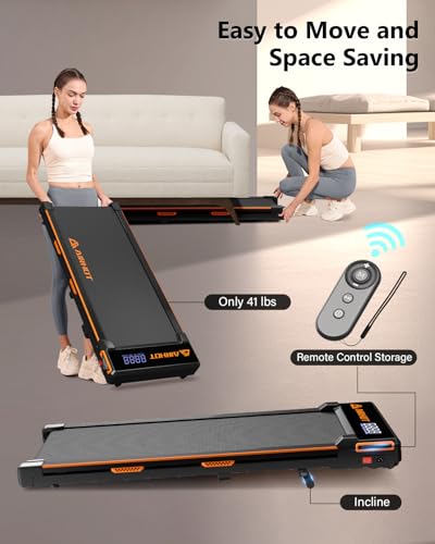 AlRHOT Walking Pad with Incline, 15° Incline Under Desk Treadmill with Remote Control, 2.5HP Walking Pad Treadmill with LED Display for Walking & Climbing at Home or Office，265LB Capacity
