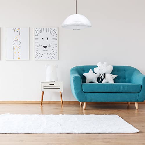Paper Shades Hanging Paper Lamp Shade, White Mushroom Shaped Ceiling Light Protector Rice Paper Chinese Japanese Cover (White)