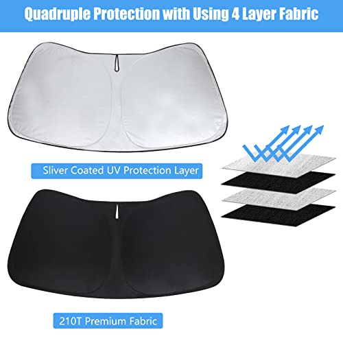 Windshield Sun Shade for Ford Bronco Accessories Window Sunshade Fit 2024 2023 2022 2021 Ford Bronco(Only for Bronco SPOR) Front Window Shade Sun Visor Blocks UV Keep Car Cooler