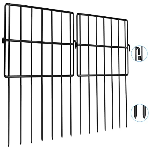Getlay 10 Pack Animal Barrier Fences, 1.5" Gap No Digging Garden Fence Panels, Metals Black Deterrent Fence for Dogs Rabbits, Decorative Fence for Outdoor Landscape Patio Total 10 ft(L)×13 in(H)