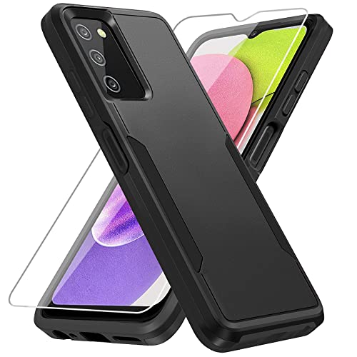 Warsia for Samsung Galaxy A03S Case,with Screen Protector [Military Grade Drop Tested] Heavy-Duty Tough Rugged Shockproof Protective Case for Samsung A03S, Black