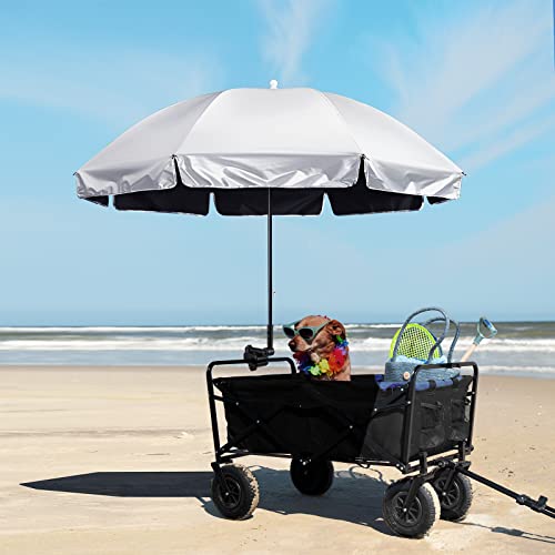 G4Free UPF 50+ Universal Clamp On Umbrella Adjustable Outdoor UV Protection Beach Chair Umbrella for Strollers, Wheelchairs, Patio Chairs, Beach Chairs, and Golf Carts(Black)