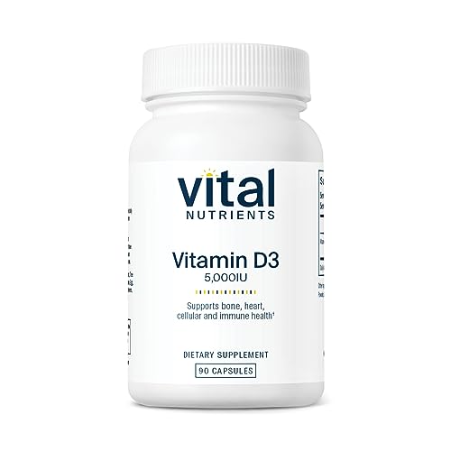 Vital Nutrients Vitamin D 5000 IU | Vitamin D3 Supplement | Healthy Bones, Teeth, Muscles*| Cellular & Immune Function | Calcium Absorption | Gluten, Dairy and Soy Free | 90 Capsules