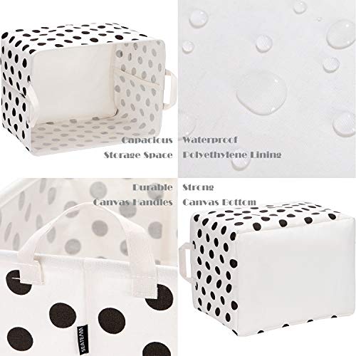 Sea Team Collapsible Canvas Fabric Storage Basket with Handles, Rectangle Waterproof Storage Bin, Box, Cube, Foldable Shelf Basket, Closet Organizer, 16.5 x 11.8 x 9.8 Inches, Yellow Stripe