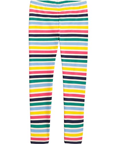 Nautica Girls' Leggings, Full Length Pull-On Stretch Pants with Elastic Waistband & Logo Detail, Peacoat Stripe, 16