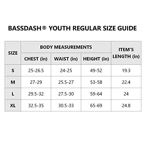 BASSDASH Youth Fishing T Shirts UPF 50+ Long Sleeve Performance UV Protection Tee for Boys Girls