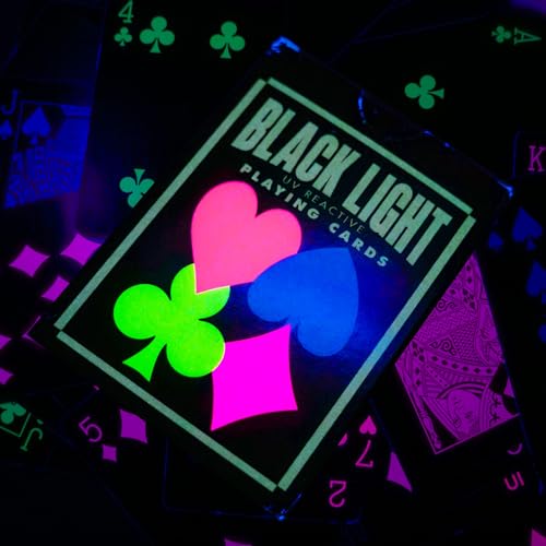 Funwares UV Glow in The Dark, Black Light, Playing Cards by Island Dogs - Durable, Easy-to-Clean, Fluorescent Neon Deck for Parties, Game Nights, Collectors, and Magic Tricks!