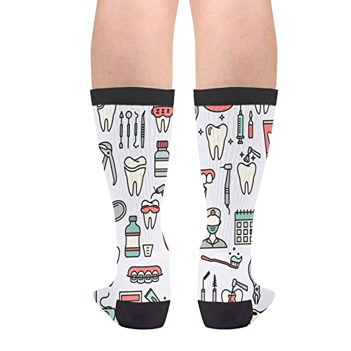 Dentist Dress Socks Novelty Casual Dentistry Teeth Crew Socks Gifts For Men Women