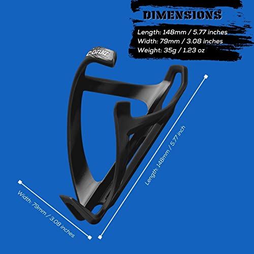 corki Cycles Bike Water Bottle Holder, Right Side Load Water Bottle Cage for Road, Mountain, Gravel Bicycle Black 1-Pack