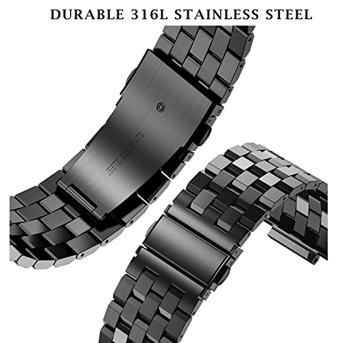 SUPLINK Stainless Steel Case and Band Compatible with Apple Watch Bands 38mm 40mm 41mm,Metal Rugged Cover Bumper Strap for iWatch Apple Watch Series 9 8 7 6 5 4 3 2 1 SE Men Women Black