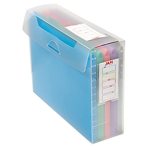 JAM PAPER Storage Box with Colored Files - 12.5 x 9.5 3.5 - Box Sold Individually & 5 Files