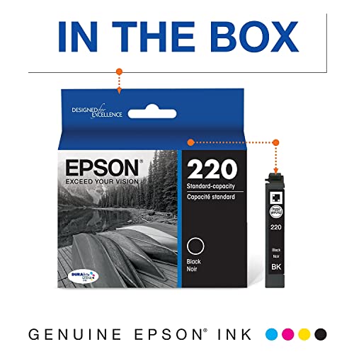 EPSON 220 DURABrite Ultra Ink Standard Capacity Cyan Cartridge (T220220-S) Works with WorkForce WF-2630, WF-2650, WF-2660, WF-2750, WF-2760, Expression XP-320, XP-420, XP-424, 1 Count (Pack of 1)