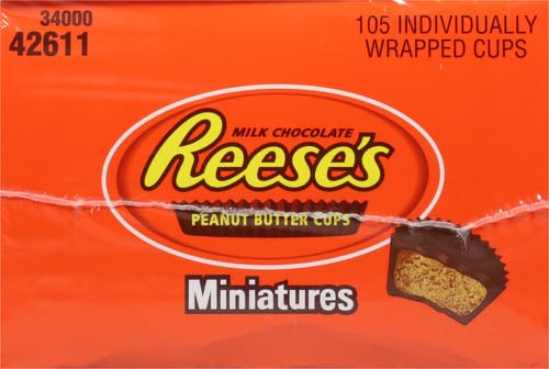 REESE'S Miniatures Milk Chocolate Peanut Butter Cups, Candy Packs, 0.31 oz (105 Pieces)