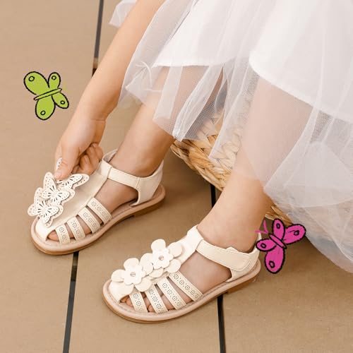 DREAM PAIRS Girls Sandals Closed-Toe Sandals with Interchangeable DIY Flower Dress Summer Shoes Toddler/Little Kid,Size 1 Little Kid,Pink,SDSD2310K