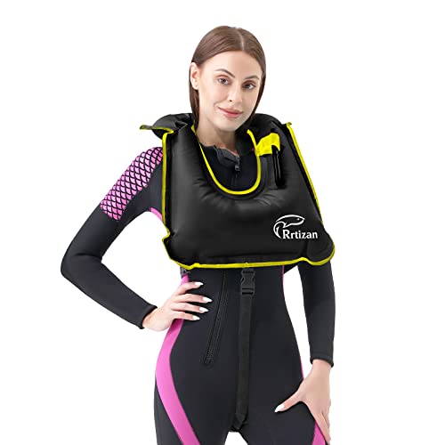 Rrtizan Snorkel Vest, Adults Portable Inflatable Swim Vest Jackets for Snorkeling Swimming Diving Safety(Back)