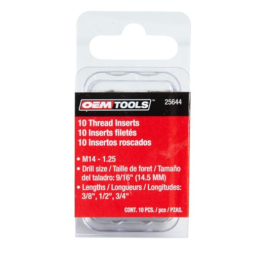 OEMTOOLS 25644 M14-1.25 Fix-A-Thread Spark Plug Saver Inserts Kit, Metric, Restores Damaged Threads for Automotive Repair, Includes Stainless Steel Inserts for High-Demand Applications