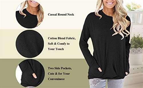 onlypuff Womens Long Sleeve Top Pocket Shirts Loose Fit Tunics Tops 2024 Fahion Fall Top Pink M