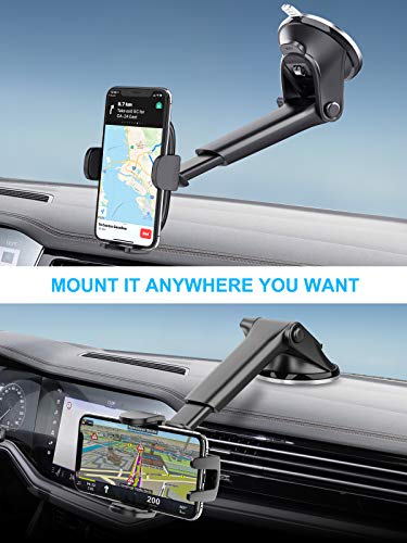 APPS2Car Car Phone Holder Mount, Dashboard/Windshield/Cell Phone Holder for Car, Compatible with iPhone, Samsung, All Cellphone,Black