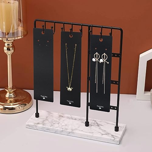 joycraft 100Pcs Earring Necklace Display Cards,8.3"x 2.2" Black Kraft Paper Necklace Display Cards, Personalized Jewelry Cards for Selling, Hanging Earring and Necklace, DIY Crafts, and Retail