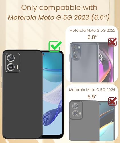 Dretal for Moto G 5G 2023 Case, 2X Screen Protector, 360° Rotatable Ring Holder Magnetic Kickstand,Plated Gold Edge Slim Soft TPU Protective Cover for Motorola G 5G 2023 (Black, ZH)