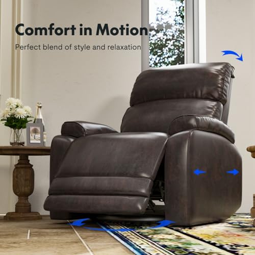 FLEXISPOT XR2 Faux Leather Recliner Chair, Power Rocker Recliner Chair for Adults w/Adjustable Headrest, Lumbar Support, USB Port, Swivel Recliner Chair, Sofa Chair for Living Room, Grey