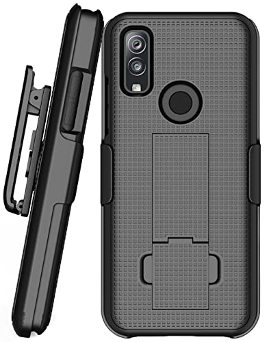 Nakedcellphone Combo Compatible with Verizon Kyocera DuraSport 5G UW (C6930) Case, Slim Kickstand Phone Cover with [Rotating/Ratchet] Belt Clip Holster Combination - Black