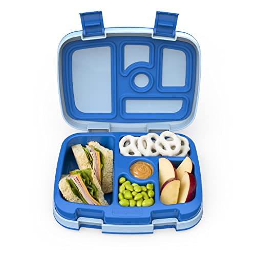 Bentgo Kids Bento-Style 5-Compartment Leak-Proof Lunch Box - Ideal Portion Sizes for Ages 3 to 7 - Durable, Drop-Proof, Dishwasher Safe, BPA-Free, & Made with Food-Safe Materials (Blue)