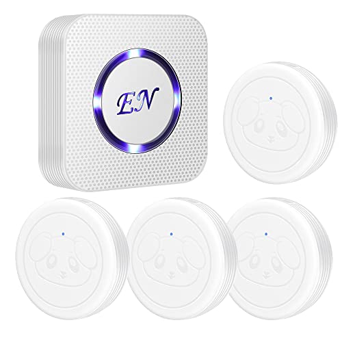 EverNary Dog Door Bell,Smart Wireless Dog Doorbells for Potty Training, Dog Bells with Waterproof Touch Button, Door Bell for Dogs to Go Outside (1 Receiver and 1 Transmitter), White