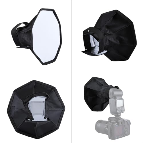 PULUZ Flash Diffuser Light Softbox for Speedlight, 8"/20cm Octangle Style Collapsible Mini Soft Flash Light Diffuser Small Softbox with Storage Pouch Compatible with Canon Nikon Sony Godox etc