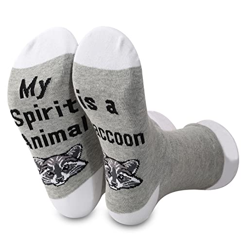 JNIAP 2 Pairs Raccoon Animal Women Socks Raccoon Lover Gift My Spirit Animal Is a Raccoon Socks Raccoon Gift Novelty Socks(2 Pairs Raccoon Socks)