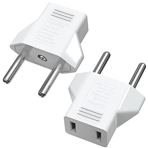 European Travel Plug Adapter, Small Travel Adapters US to Europe (Not for UK) Italy France Spain Greece, International Power Outlet Converter American to EU Travel Essentials Accessories