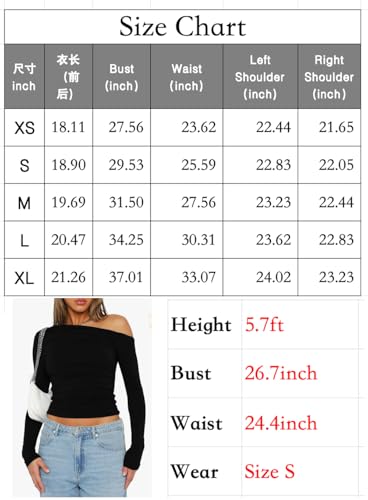 Darong Women's Classic Fit Long Sleeve Boat Neck T Shirt Y2K Tight Tshirts 9026 Dark Grey Small